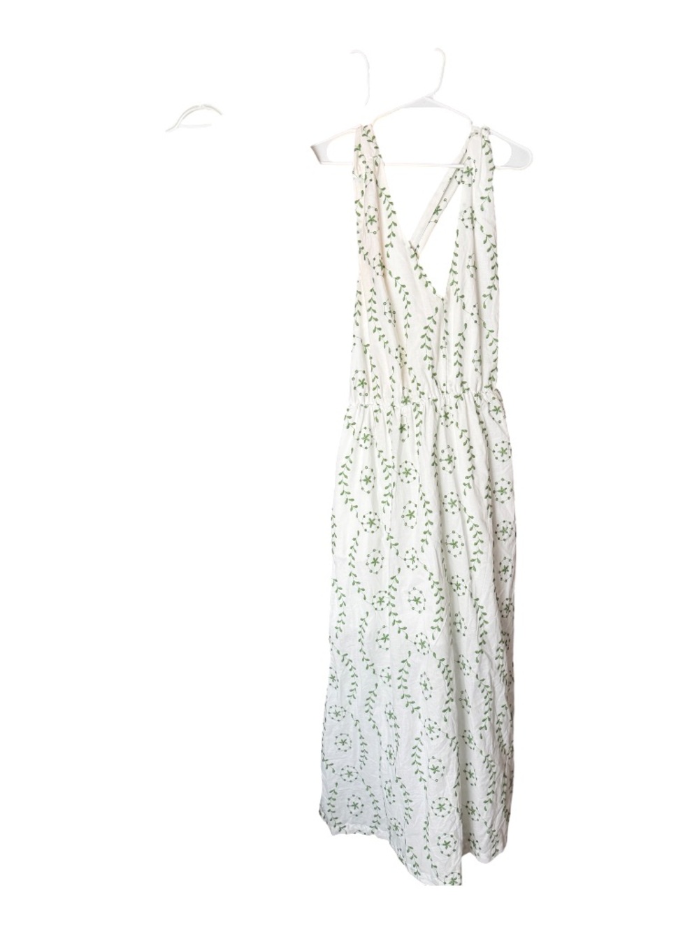 a new day White Maxi Dress with Green Vine Print